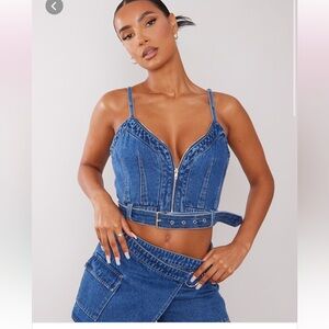 PLT belted denim top - never worn